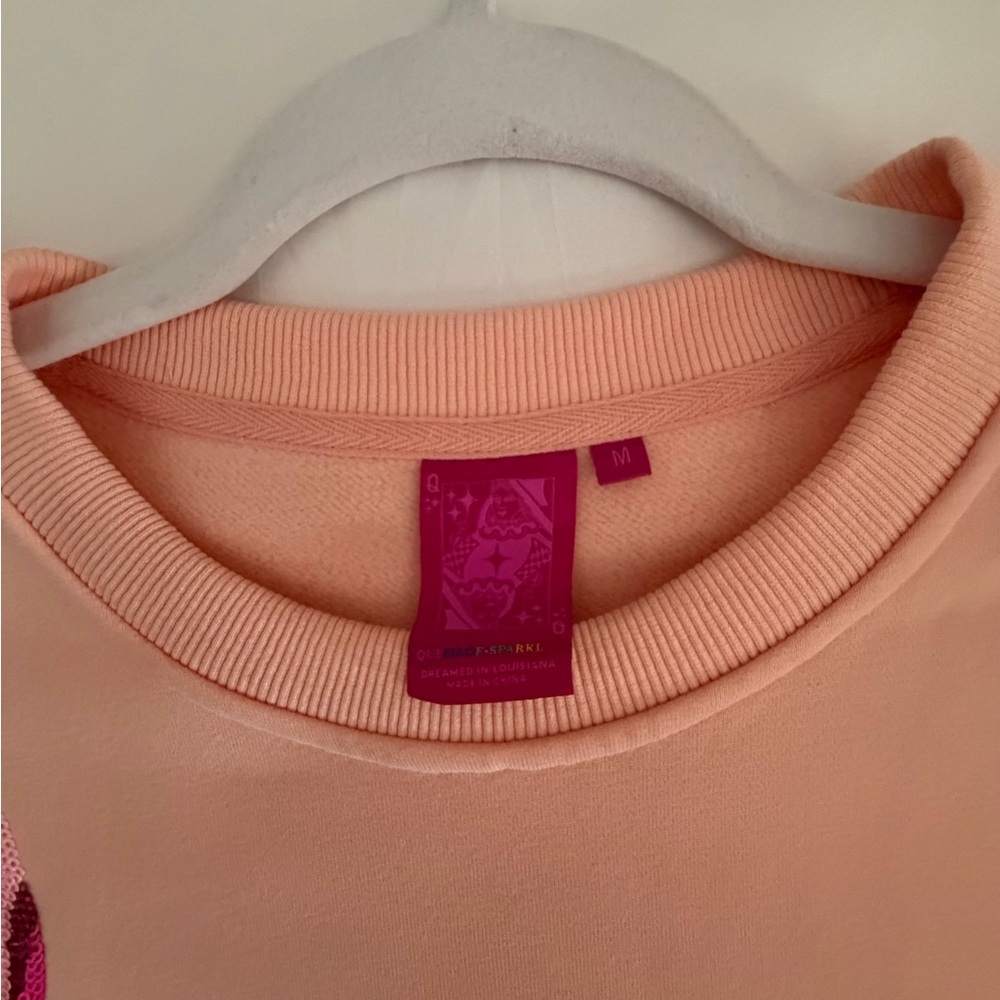 Queen Of Sparkles Peach Crewneck Sweatshirt